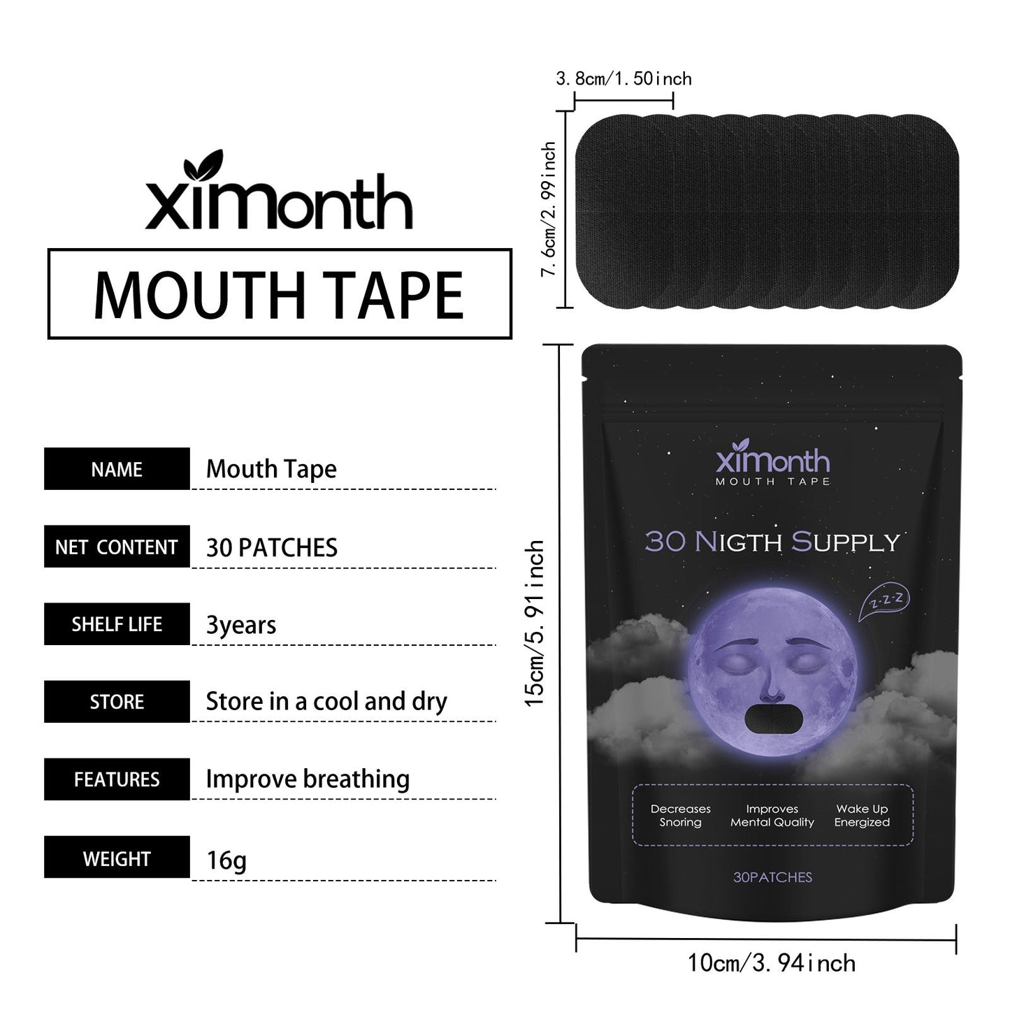 NightBreath Mouth Tape — Deep Sleep Strips (30-Night Supply)
